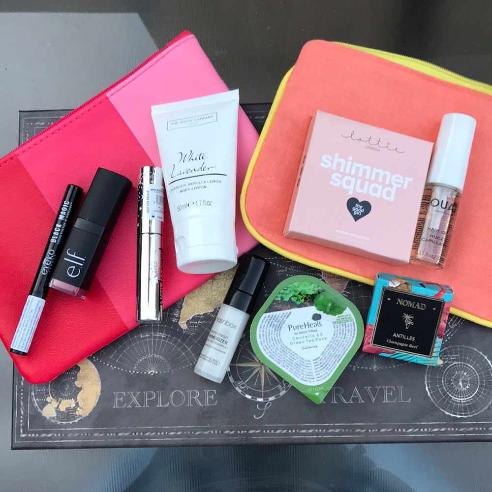 Makeup bag with cosmetics